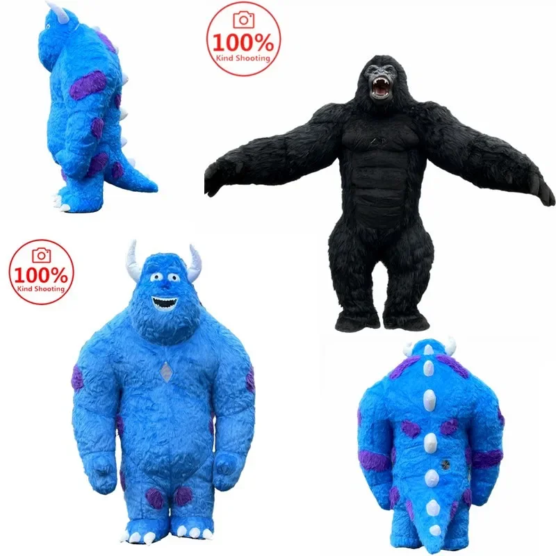 Inflatable clothing, Gorilla Blue haired Monster Cosplay, Inflatable Gorilla King Kong clothing, Halloween plush fur mascot, Ven