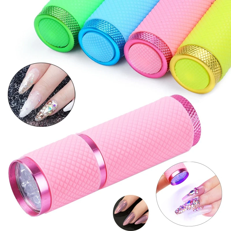 Minilinterna UV portátil para secador de uñas, 9 luces LED, lámpara para máscara de Gel de uñas, herramienta de manicura de secado rápido