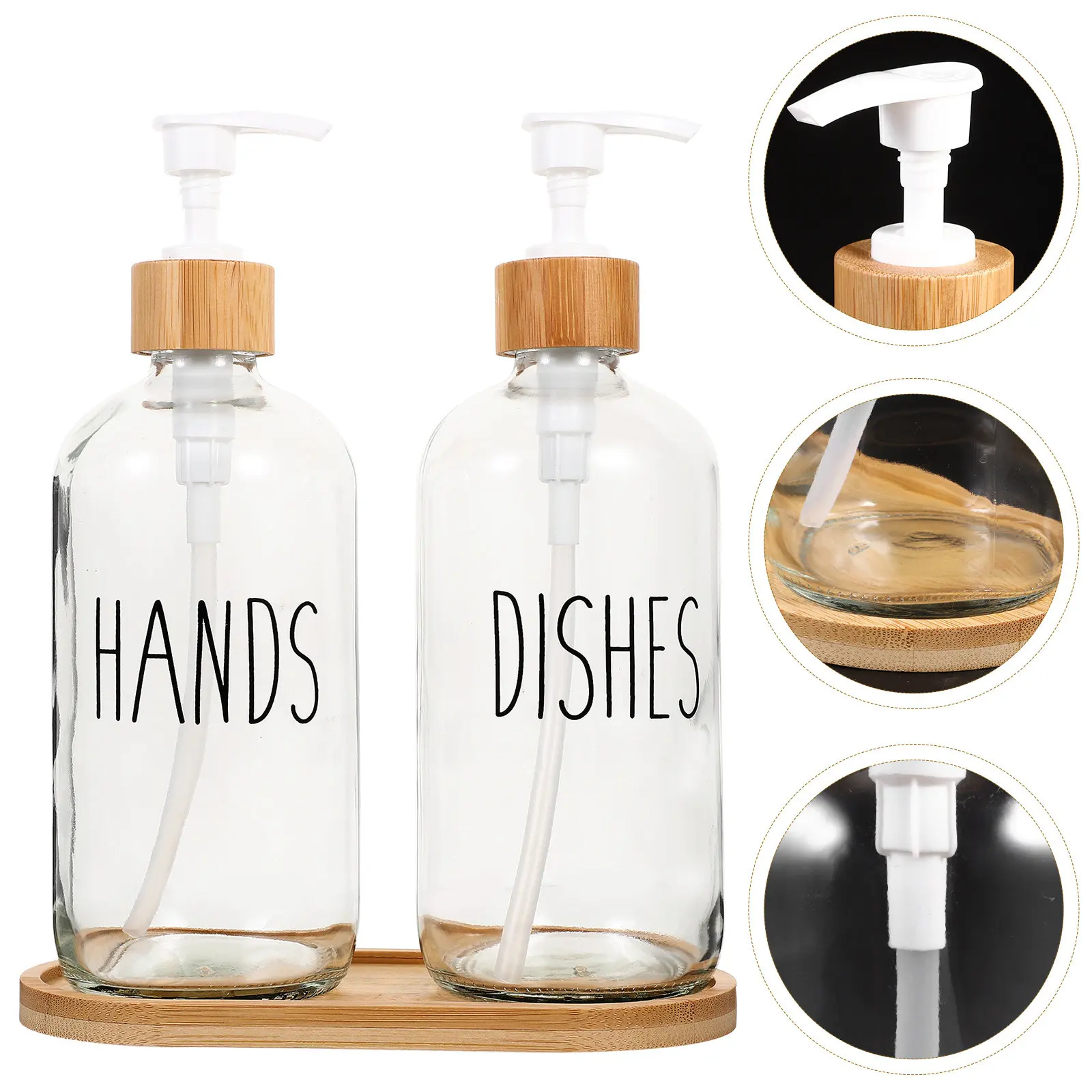 

1Set Press Pump Soap Dispenser Bottle Glass Refillable Lotion Container Portable Travel Use Bathroom Hand Liquid Shampoo Shower