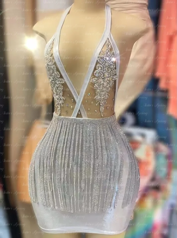 

2026 Halter Silver Short Prom Dresses Black Girls Birthday Party Dresses African Mini Cocktail Dresses Homecoming Customized