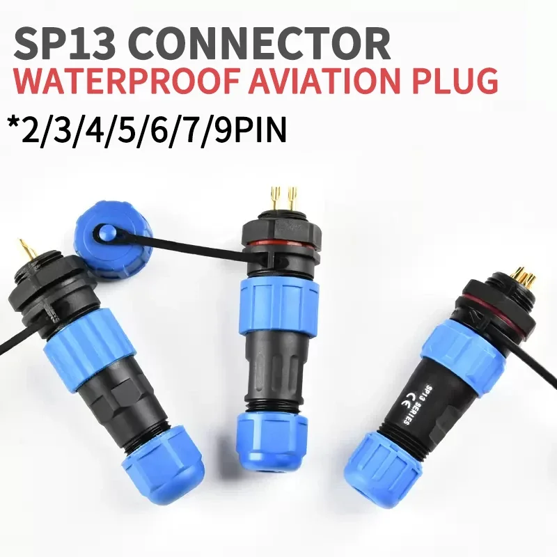 

10sets Waterproof Connector IP68 SP13 2/3/4/5/6/7/9PIN Male Plug & Female Socket Panel Mount Wire Cable Connector Aviation Plug