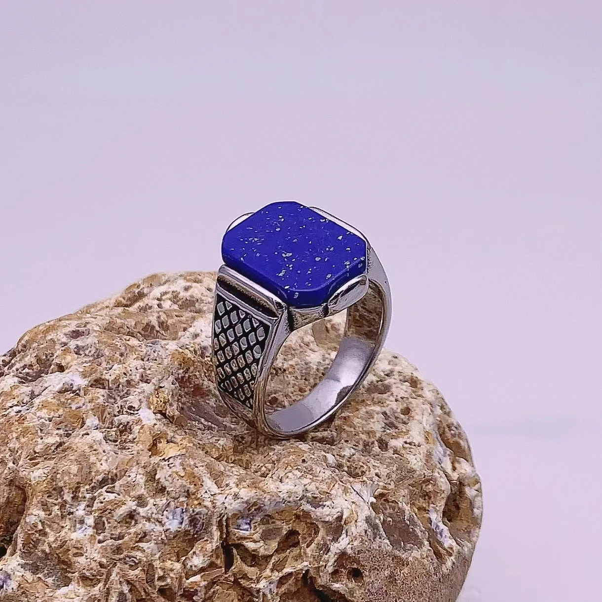 Men's High Quality Stainless Steel Onyx Gemstone Ring