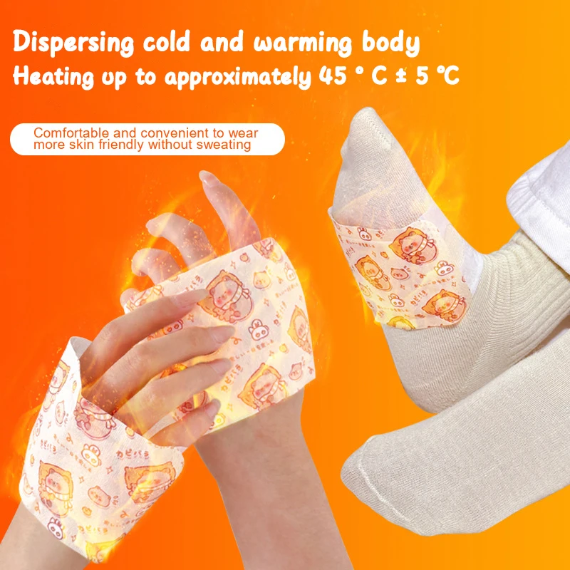 1/2/5 Pairs Cute Cartoon Self Heating Winter Warm Paste Wearable Disposable Hand Foot Warmers Portable Heat Packs Heating Pad