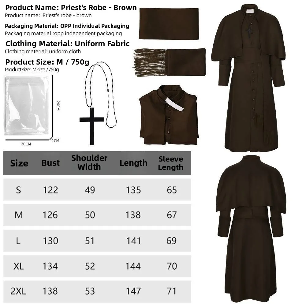 Robe longue de prêtre médiéval, Costume d'halloween, danse Par eup, Cosplay, vêtements ethniques pour femmes, spectacle sur scène