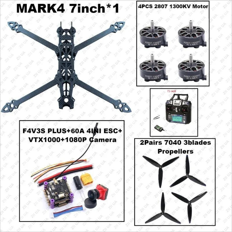 F4V3S/F4V3S PLUS MARK4 V2 7-inch Flight Control 45/60A 4INI ESC Rack Drone FPV Carbon Fiber PV Racing Drone Quadcopter Freestyle