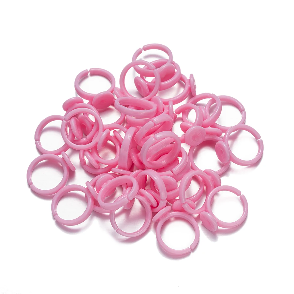 50/100pcs Plastic Adjustable Pink Colorful Ring Base For DIY Handmade Kids Children Accessories Findings Jewelry Making Supplies