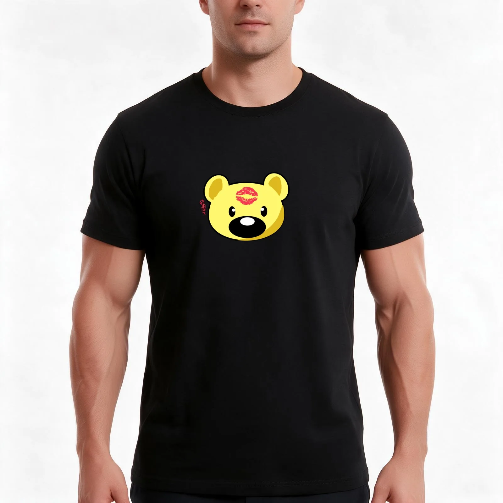 Bono Bear T-Shirt, Summer Casual Cotton Tee, Oversized Streetwear Tops, Vintage Graphic Print, Loose Fit Short Sleeve