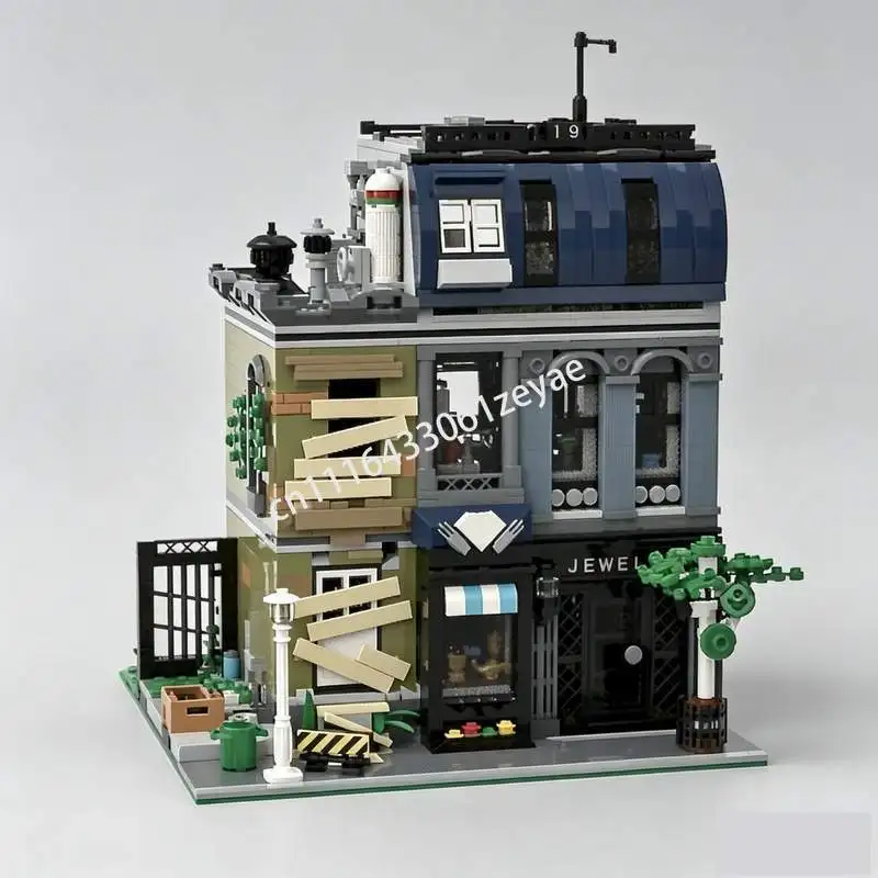 

2805PCS Jewelry Store Hideout Modular Street View Model Custom Puzzle DIY Creative Assembly Architecture Building Blocks Toy Gif