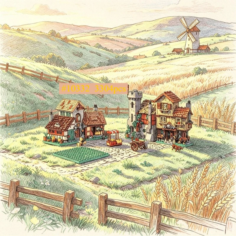 New medieval town DIY Educational Toy Brick European Architecture Model Building Blocks Christmas Birthday Gift