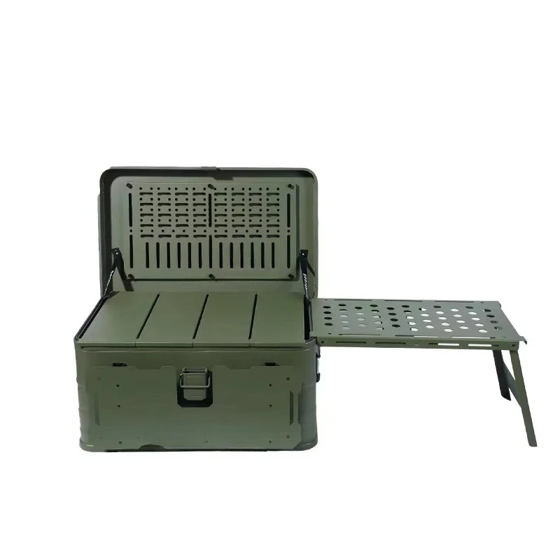 Elevated Strength Metal Storage Box, Large Capacity Divided Storage Box, Sui  for Camping, Picnic, Garden, Utility