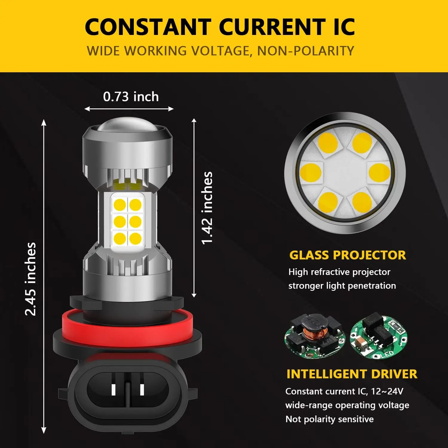 H8 H11 LED لمبات الضباب 3000K ذهبي أصفر، 3200 لومن فائق السطوع 3030 30-SMD Chips H16 DRL مصابيح بديلة للسيارات، T #3