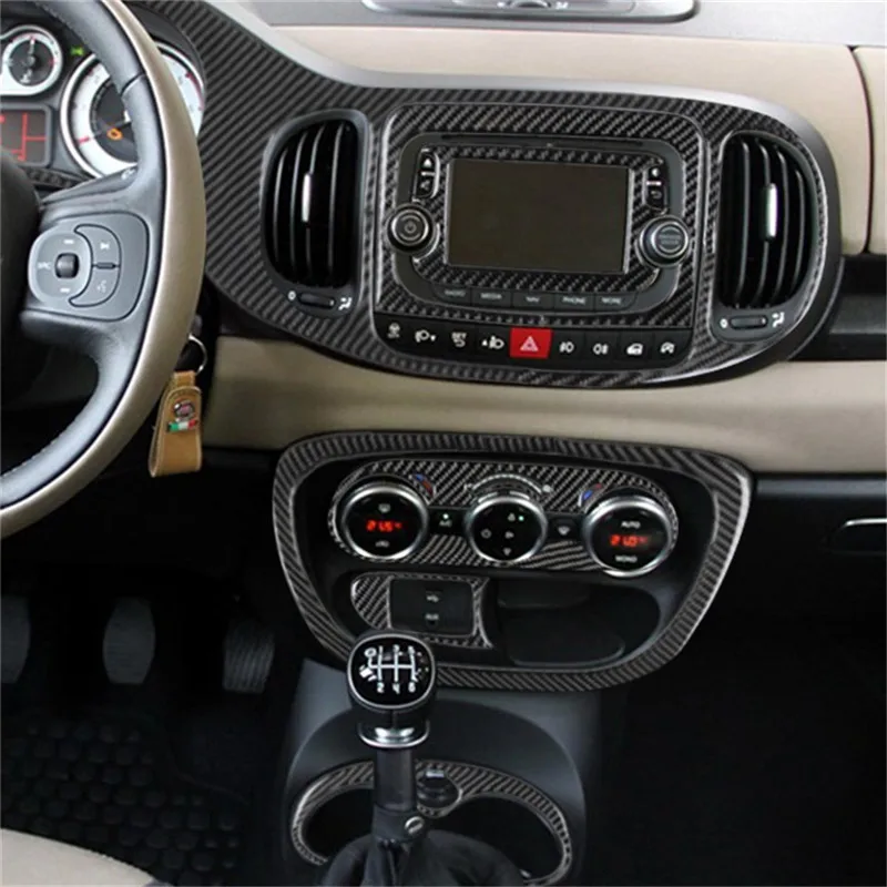 

Carbon Fiber Auto Console Center Gps Navigation Panel Cover Trim Frame Car Sticke For Fiat 500L 2014-2017 Car Accessories