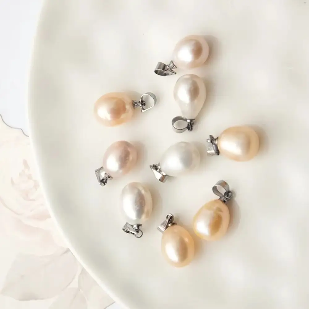 1 قطعة لؤلؤ المياه العذبة الطبيعية المعلقات سحر الأبيض الوردي الأرجواني القلائد ذاتية الصنع اكسسوارات هدية عيد الحب 10-11 مللي متر