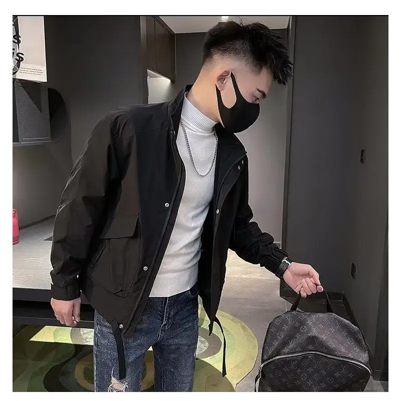 

Spring New Men's Casual Outdoor Workwear Jaet Loose Fit Faionable Versatile Long Sve Polyester Fiber Youth ular Out...