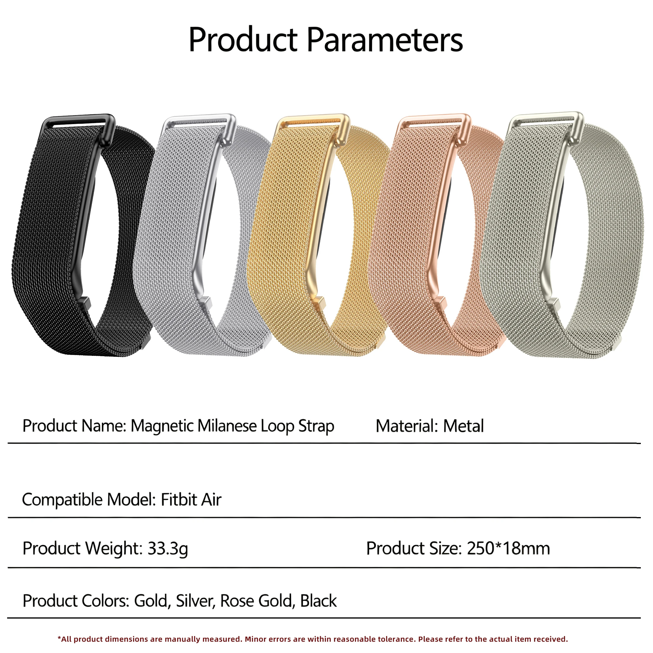 Google Fitbit Air Atmungsaktives Milanaise-Armband Schnellverschluss Verstellbares Weiches Metall-Tracker-Zubehör – Detail 1