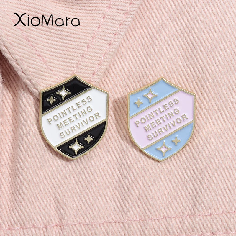 Pointless Meeting Survivor Enamel Pin Funny Workplace Achievement Collection Brooch Lapel Backpack Badge Office Jewelry Gifts