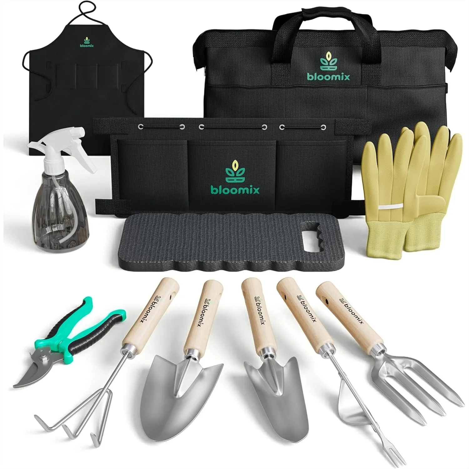 

12Pcs Gardening Tools Set - Heavy Duty Garden Hand Tools with Bag, Kneeling Pad, Apron, Gloves, Spray Bottle