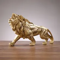 Golden Lion King Resin Ornament Home Office Desktop Animal Statue Decoration Accessories Living Room Home Decoration Ornament