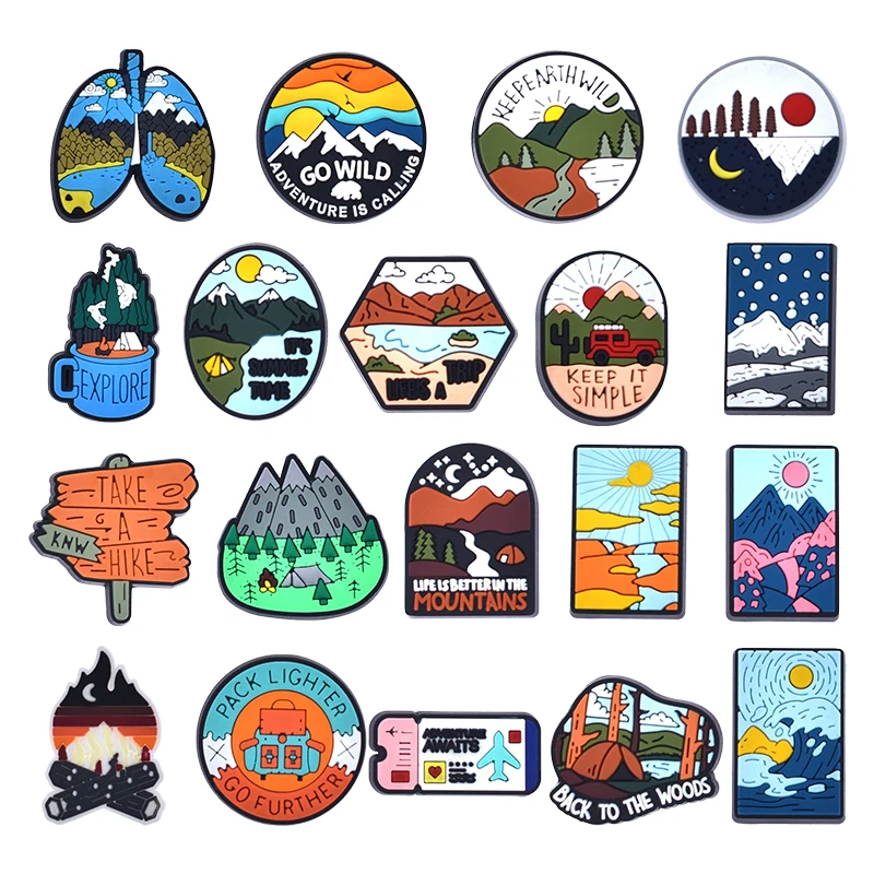 

1-19Pcs Natural scenery outdoors Series Shoe Charms Style Charm PVC Shoe DIY Charm Accessories Used for Various Cave Derivatives