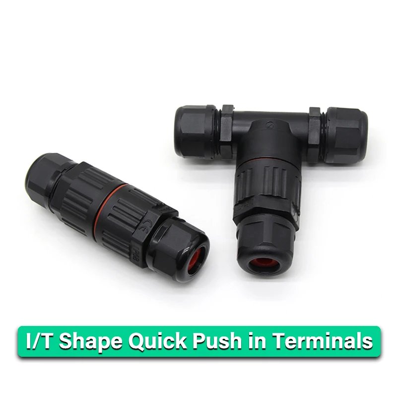 

Quick Push-in Terminals Screw Connect IP68 I/T Shape Waterproof Connector 2/3/5 Pin Wire Connectors Electric Junction Box