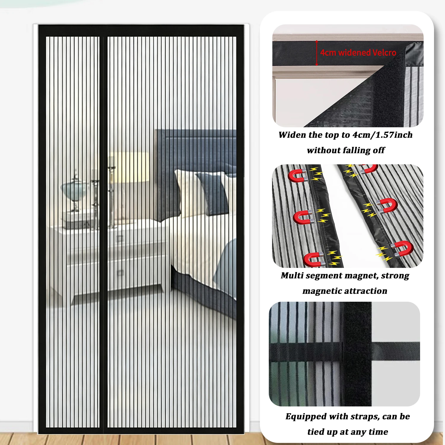 Magnetic Screen Door, Mosquito Net, Mosquito-Proof Door Curtain, Invisible Automatic Closing, Kitchen Living Room Partition Door