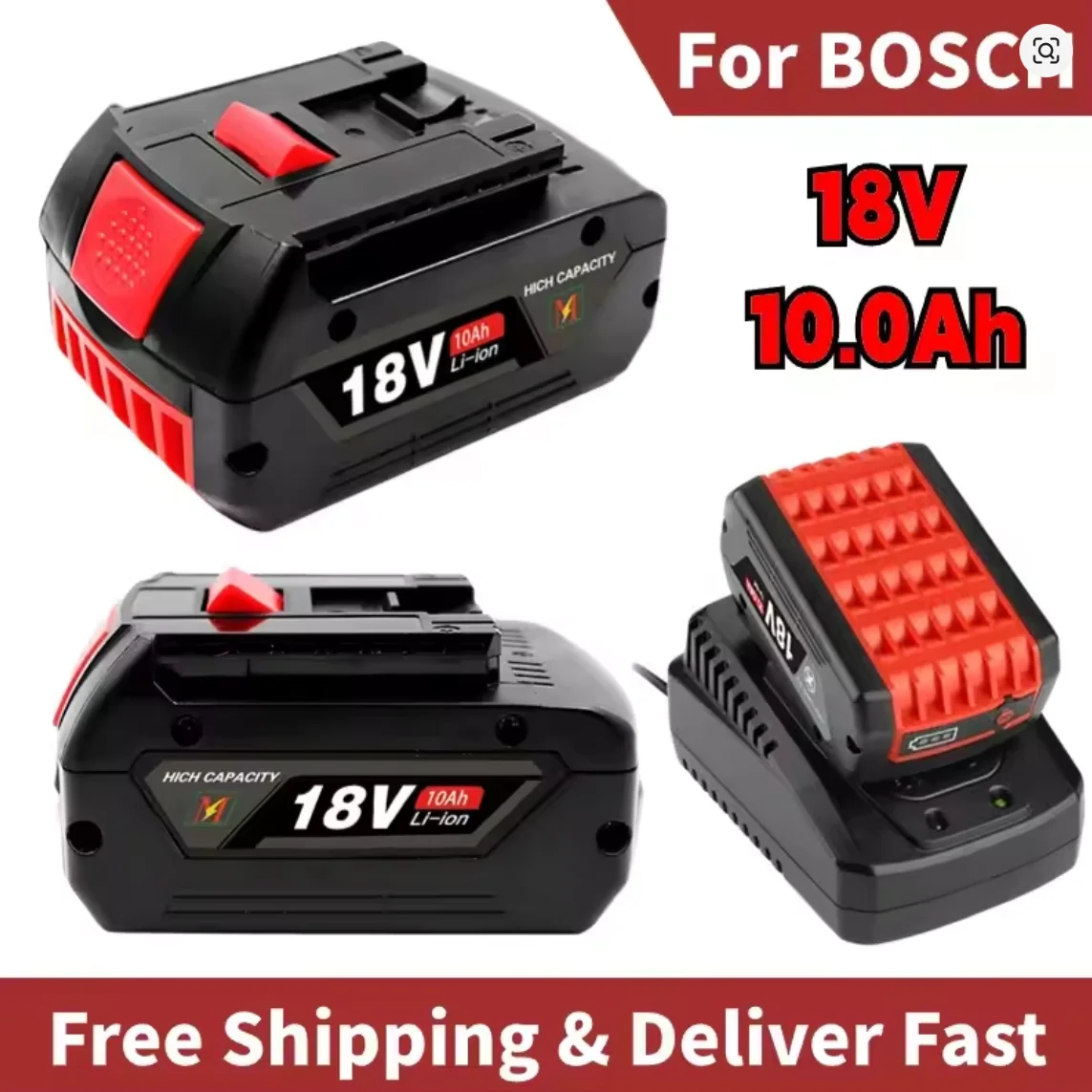

DHL 100% 10000mAh for Bosch BAT618 Battery Professional GBA GBH GSR GSB BAT620 BAT609G BAT614 Electric Drill Replacement Battery