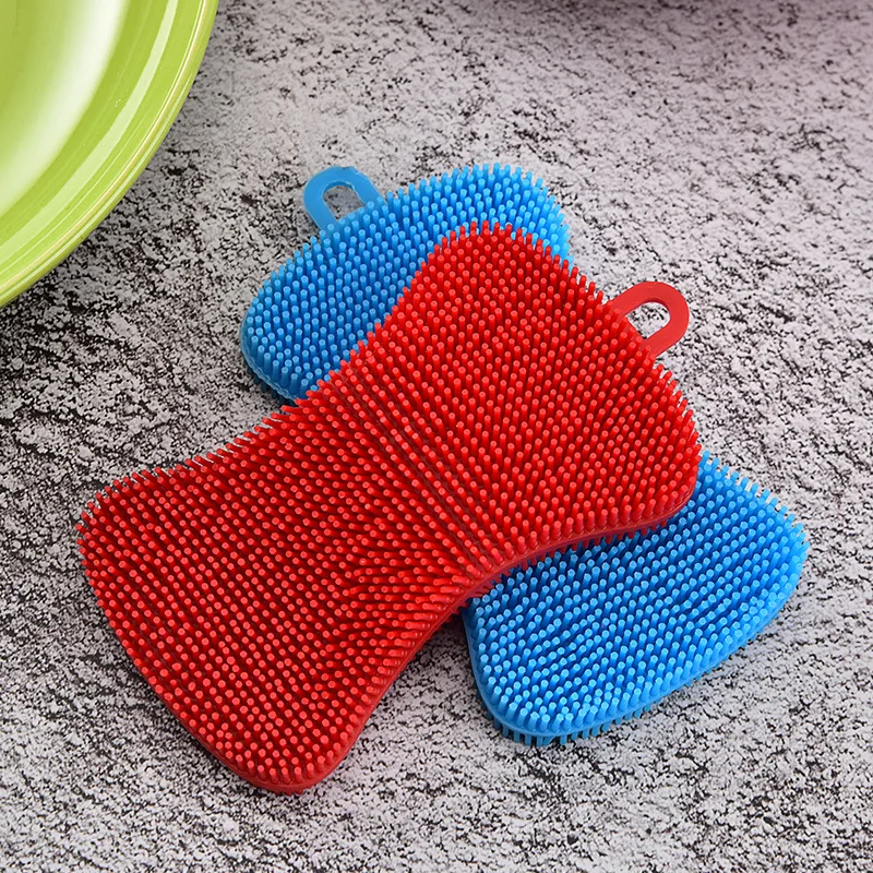 3PCS Silicone Dish Washing Brush Pot Pan Sponge Scrubber Silicone Scouring Pad Fruit Pot Pan Wash Brushes Kitchen Cleaning Tool