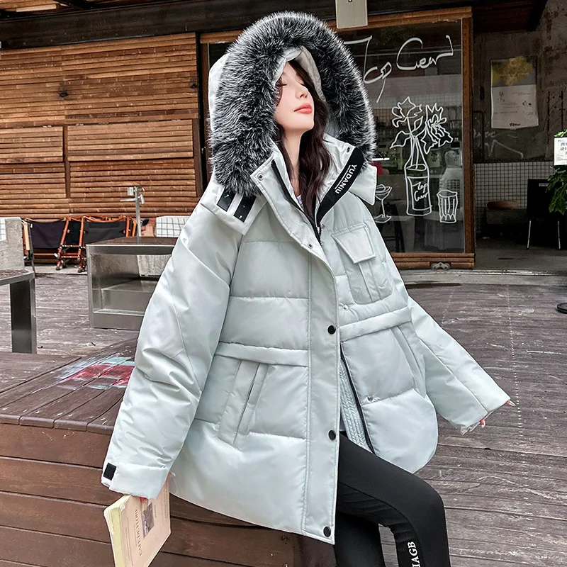 2025년 신상 따뜻한 겨울 여성용 아웃도어 재킷 캐주얼 파카 오버롤 의류 퍼 후드 패딩 파카 커플 겨울 코트
