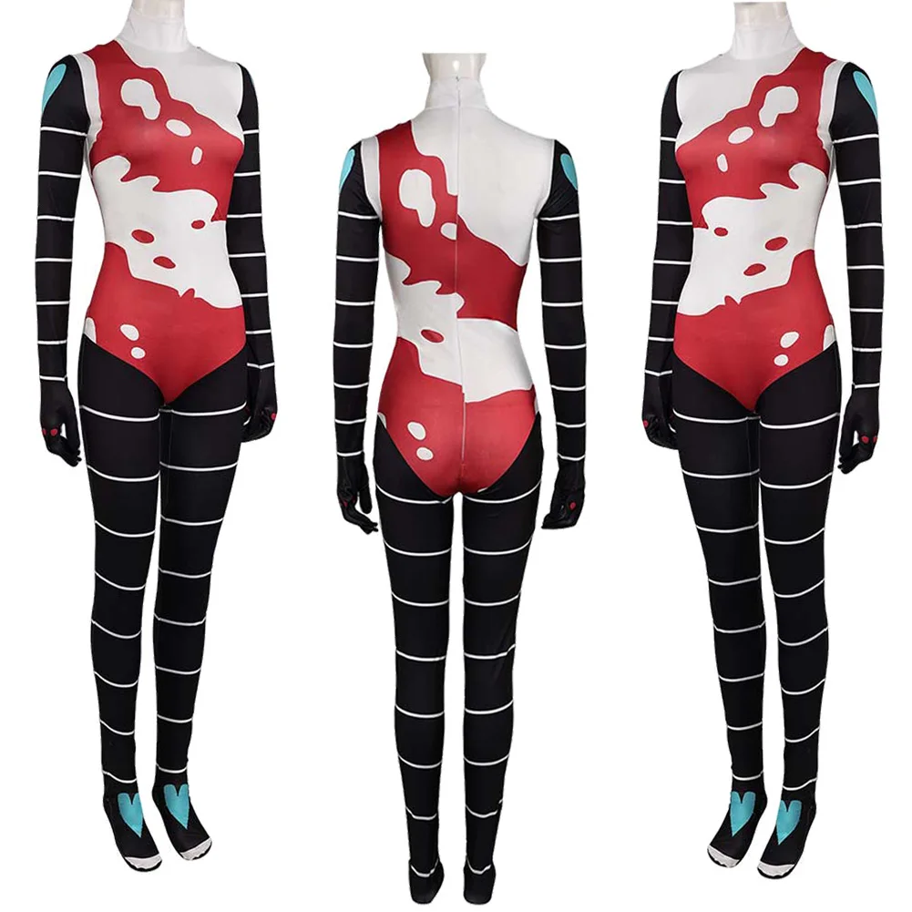 Fizzarolli Women Cosplay Jumpsuits Tail Costume Cartoon Helluva Cosplay Boss Disguise Outfits Bodysuits Set Halloween Party Suit