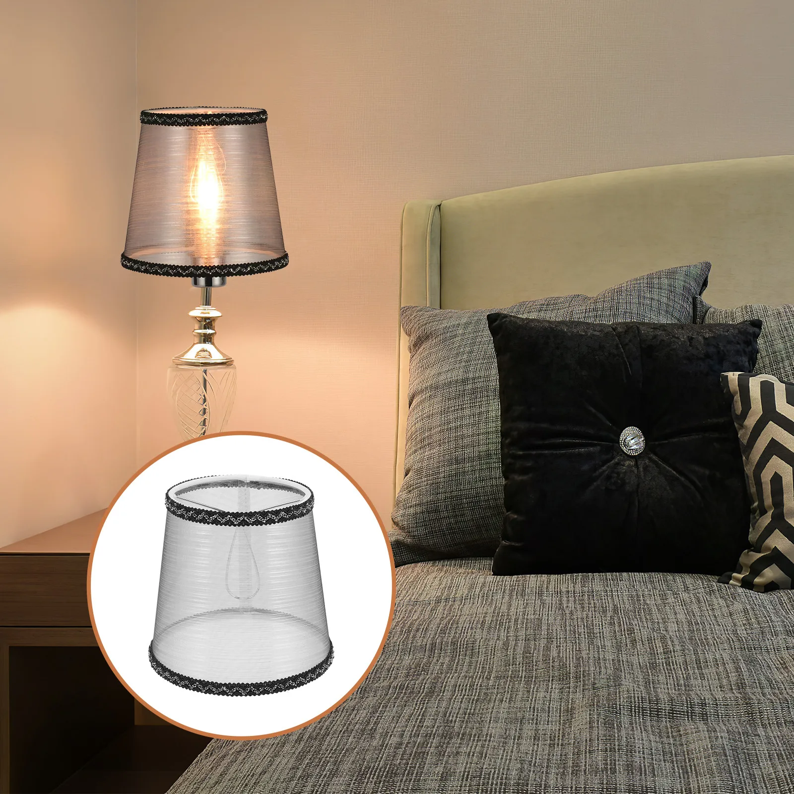 

Fabric Chandelier Lamp Shade Accessories Shades Ceiling Cover Wall Hanging Table Black