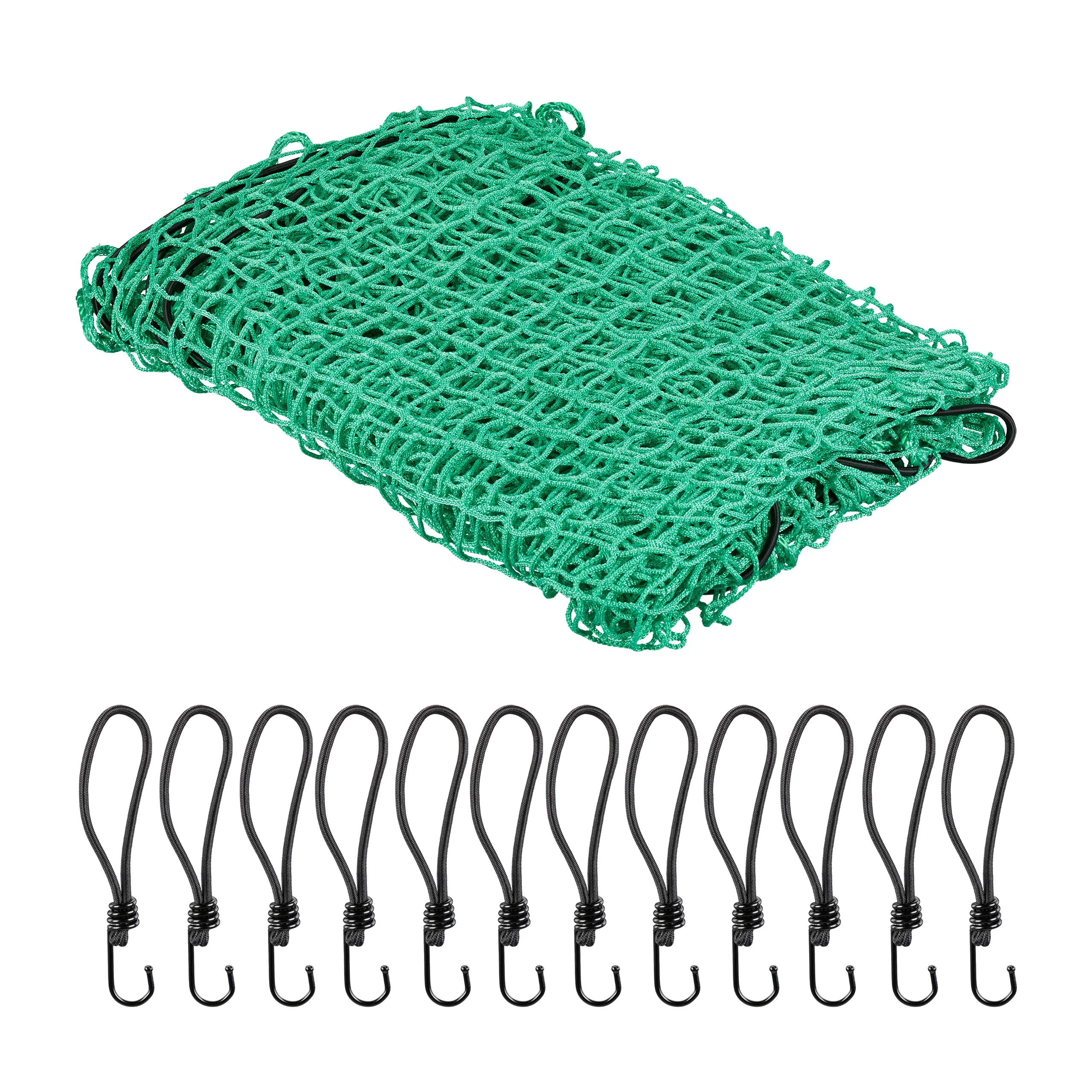 Filet pour remorque, 3 x 4 m, marquage des coins, pour sécuriser le chargement, corde en caoutchouc, 12 crochets, plastique PP résistant, Relaxdays