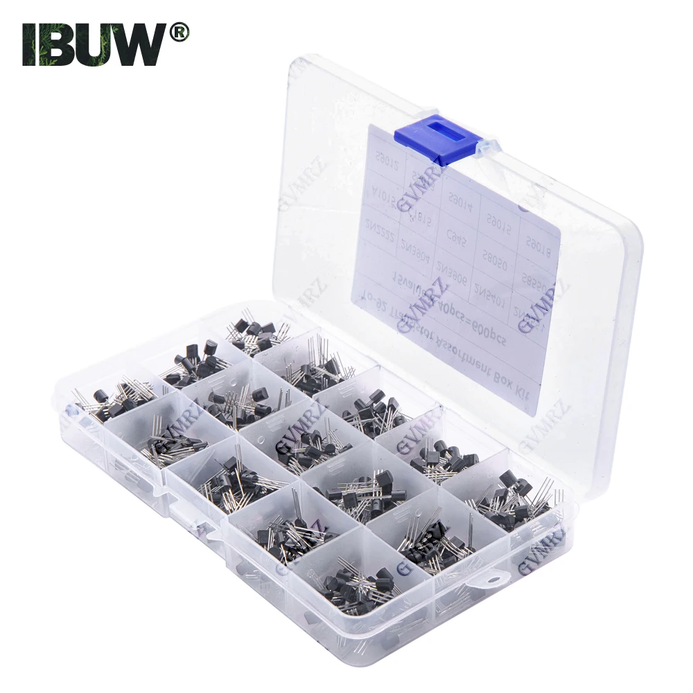 600PCS 15Value x 40Pcs Transistor TO-92 Assortment Box Kit  2N2222 2N3904 2N3906 C945 S8050 Direct-plug triode box Component