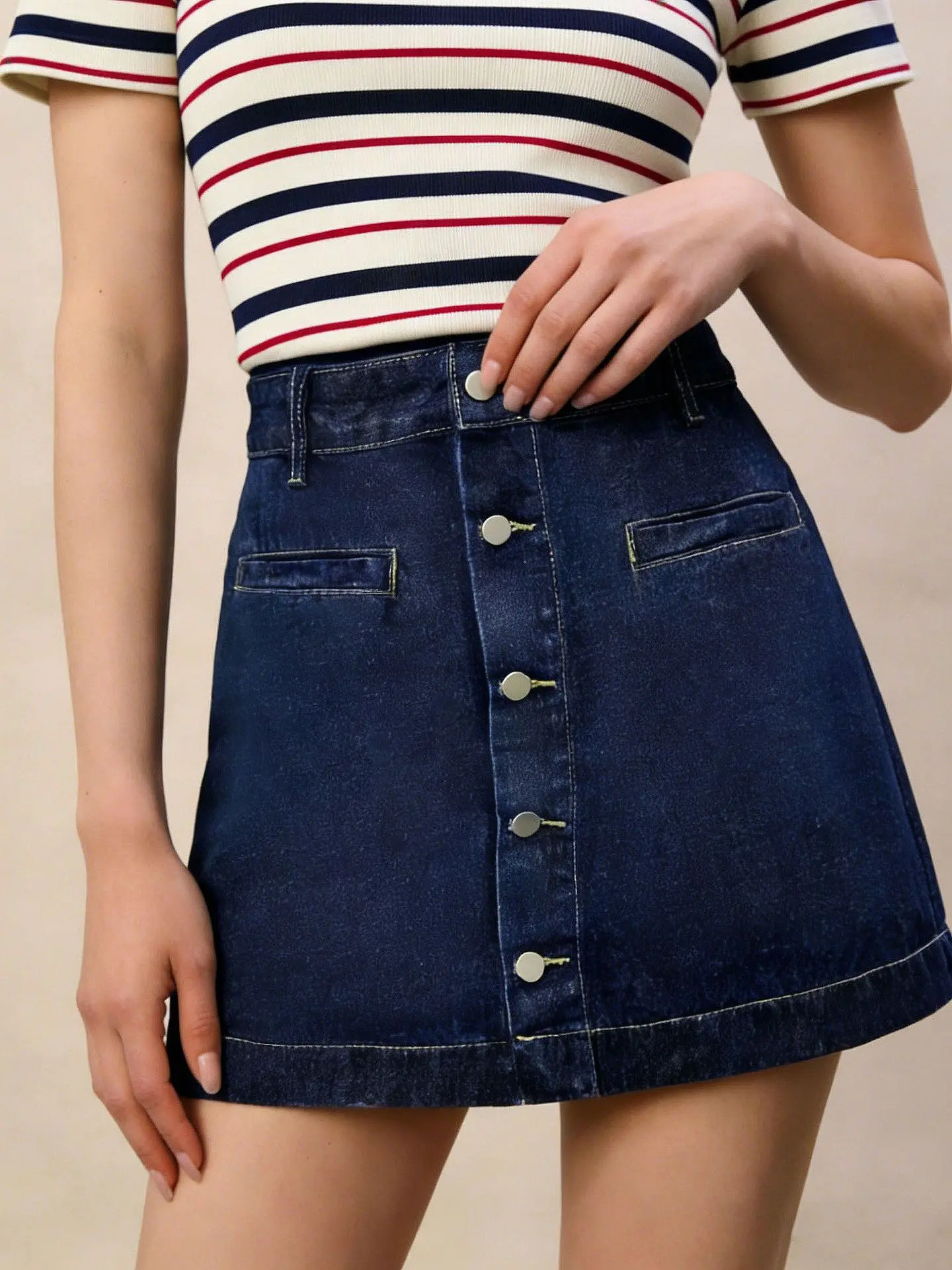 Vintage Single Breasted Denim Skirts 2026 Summer Women's Casual High Waist A-Line Mini Skirt American Style Fashion Jean Skirts