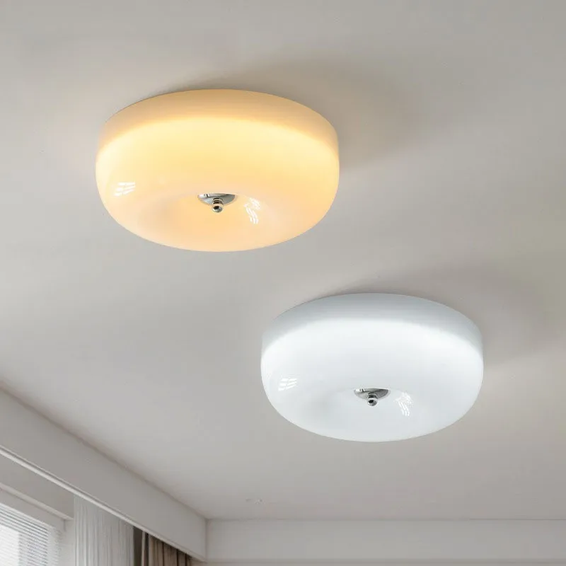 

Bauhaus Cream Style Bedroom Ceiling Light - Antique Vintage French Retro Glass Ceiling Lamp