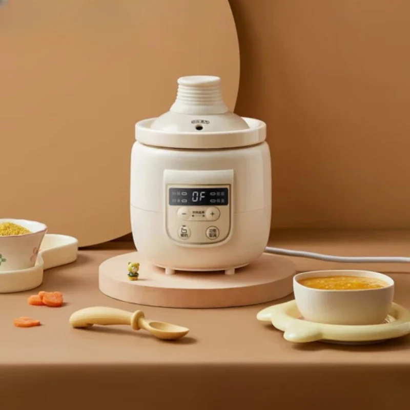 220V 0.5L Slow Cooker Baby Supplementary Food Maker 220V Mini Bird's Nest Crock Pot White Porcelain 9.5h Reservation Keep Warm view 3