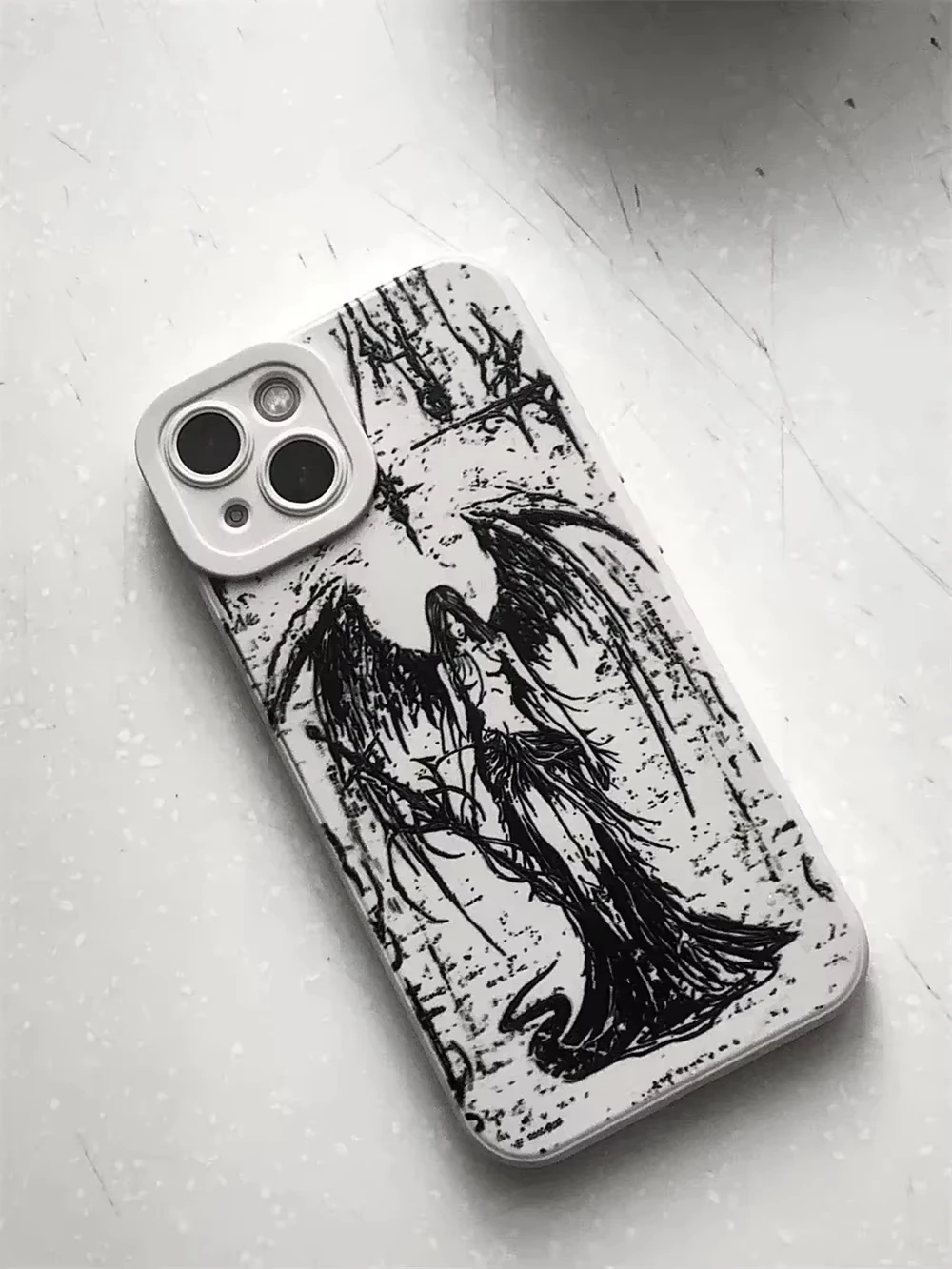 الفاخرة الأسود الملاك الموت شيطان سيليكون قضية الهاتف لسامسونج غالاكسي S25 الترا S24 S23 S22 S21 S20 زائد S24 FE A35 A55 A54 غطاء