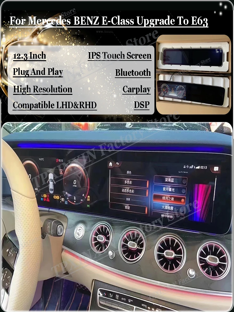 Autoradio mit Android-Bildschirm, Kfz-Multimedia für Mercedes Benz E-Klasse, Upgrade auf E63, GPS-Navigation, IPS-System, Haupteinheit