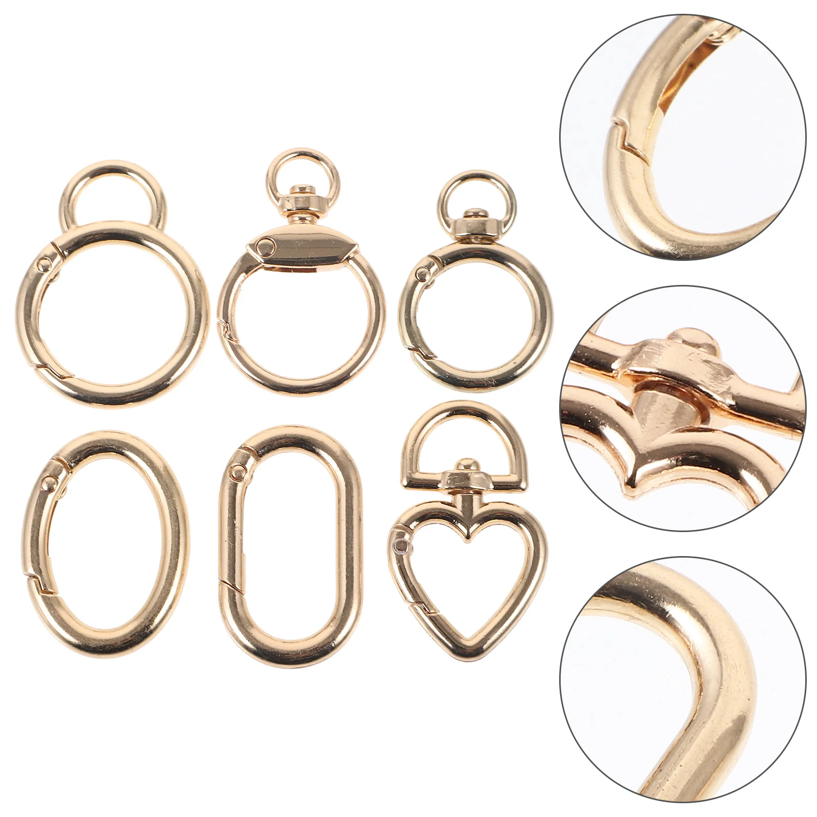 

6 Pcs Bag Buckle Zinc Alloy Spring Hanging Plated Open Key Luggage Round Keyring Clasp Carabiner