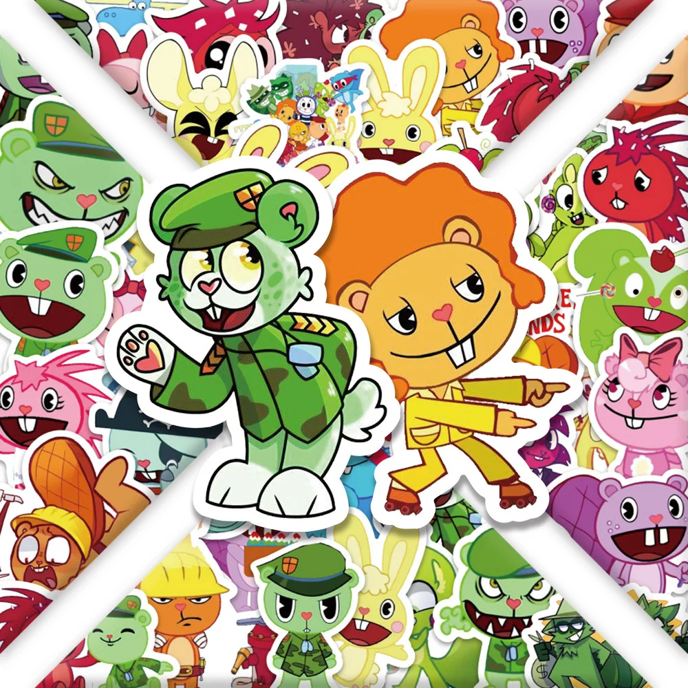 10/30/54 SZTUK Naklejki Graffiti z Postaciami z Kreskówki Happy Tree Friends na Telefon Gitarę Laptop Notebook Walizkę Kubek Wodoodporne Naklejki Zabawki dla Dzieci