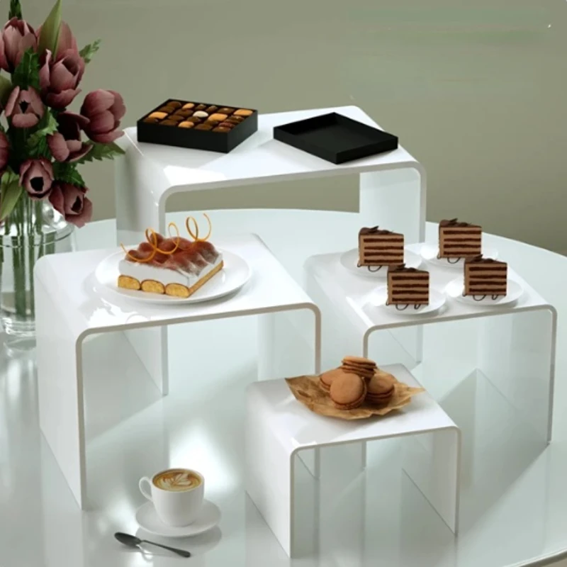 8PCS Acrylic U-shaped Buffet Decoration Holder Dessert Table Cookie Donut Cupcake Candy Display Rack Tea Break Bread Fruit Shelf