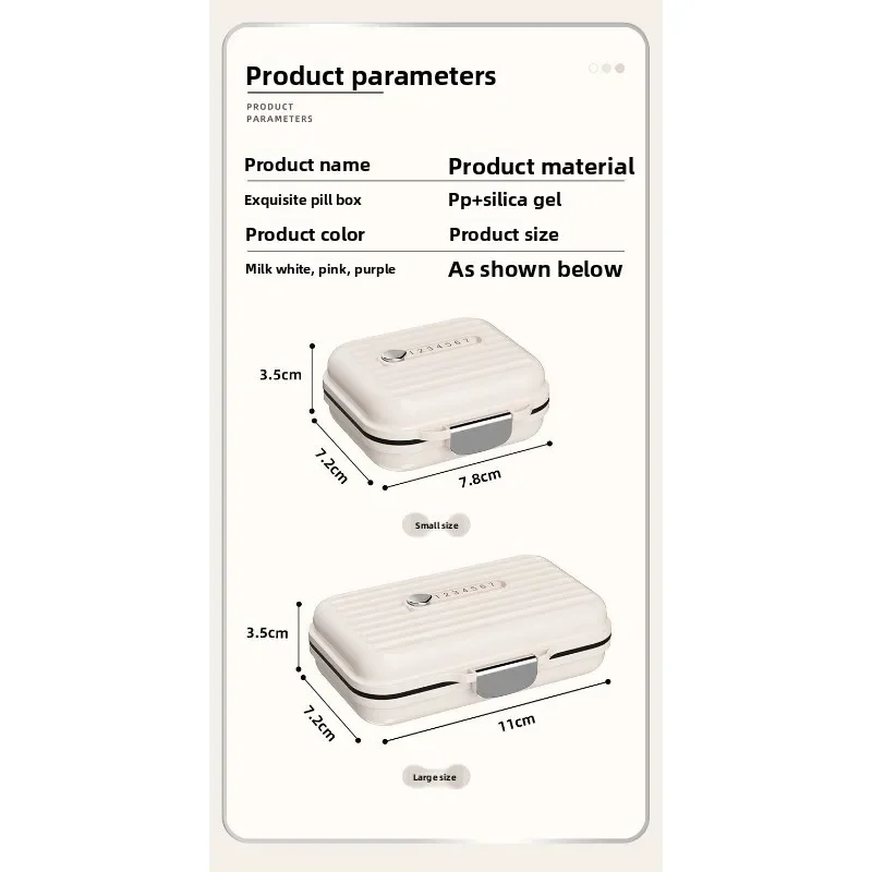 Portable Medicine Box, Medicine Packing Box for Seven Days a Week, Three Meals a Day, Sealed Mini, Carry-on Compartment Storage