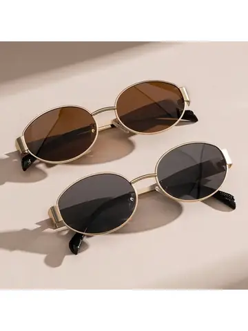 2-piece Women's Retro Oval Metal Frame Glasses Suitable for Daily Commuting Photography Decoration and Fashion Choices