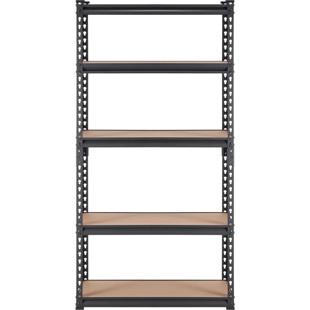 Heavy Duty 5-Tier Garage Storage Rack SPCC Carbon Steel MDF Boards Adjustable Shelves 2000lbs Capacity Easy Assembly Black