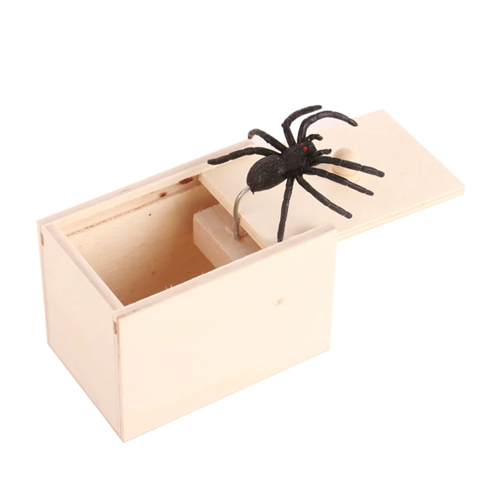 Wooden Prank Spider Scare Box Practical Joke Toys Hidden in Case Trick Play Joke The Original Spider Prank Box for Adults & Kids