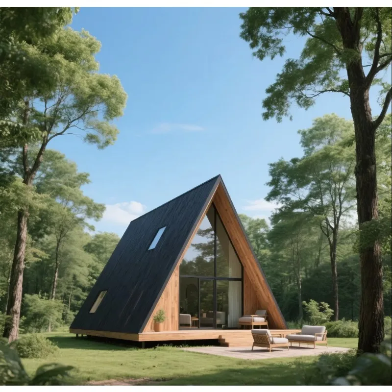 Durable Triangular Modular House Steel Frame Structure Triangle Tiny House Prefabricated Kit for Hotel Homestay