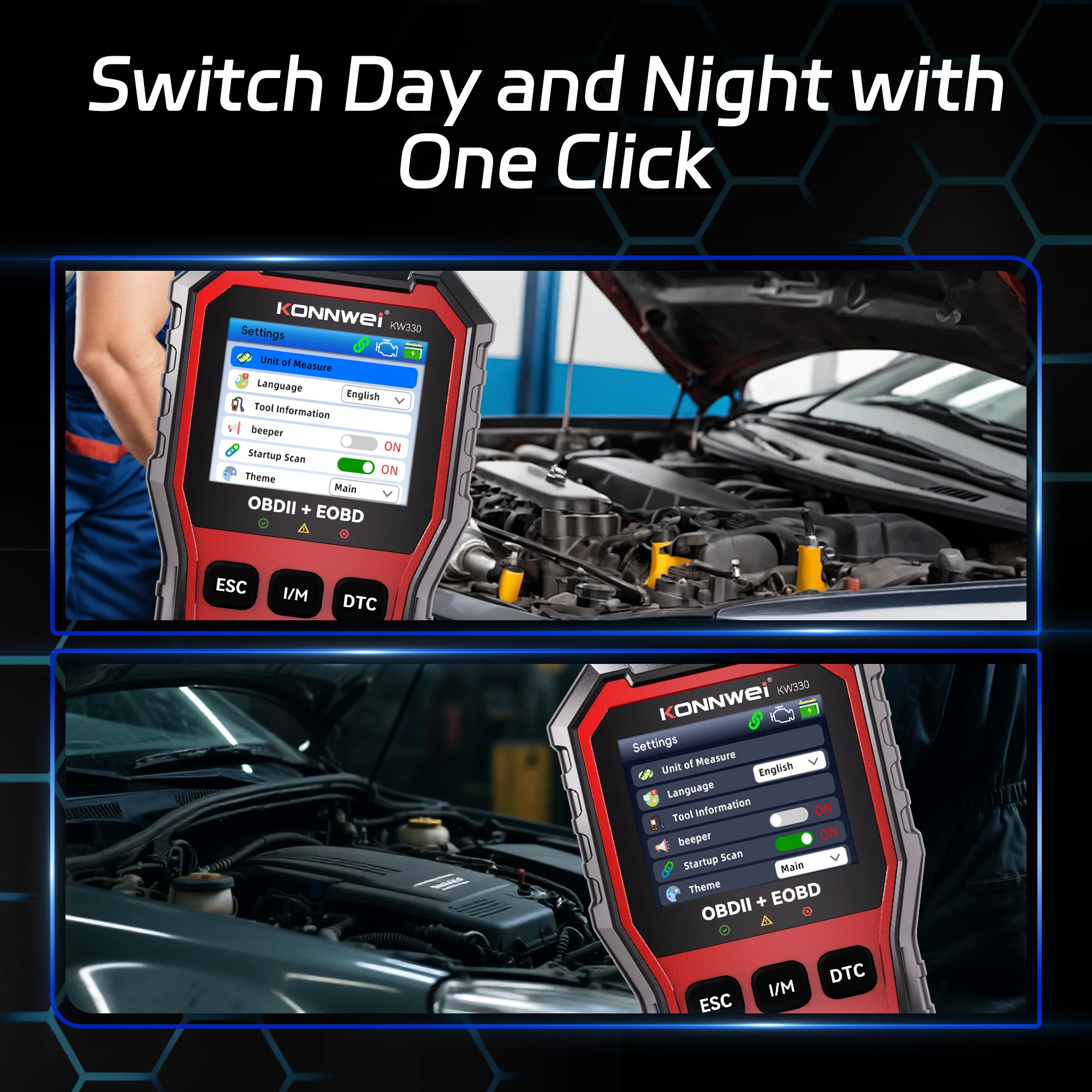 KONNWEI KW330 Car OBD2 Scanner Engine Fault Code Clear Battery Test Real-Time Data Professional Automotive OBDII Diagnostic Tool