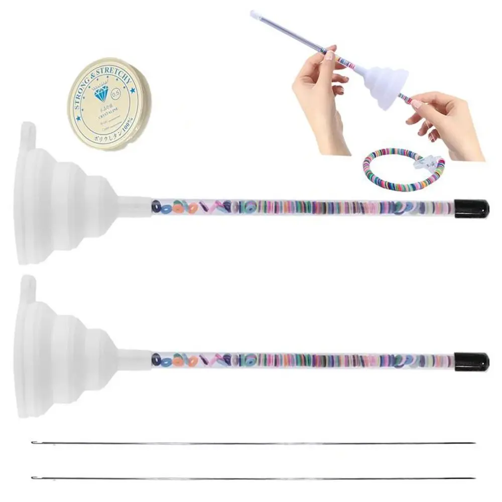 DIY Craft Funnel Beading Tools Kit HeadBands Replace Clay Bead Spinner Beading Funnel Loose Beads with Beading Needle