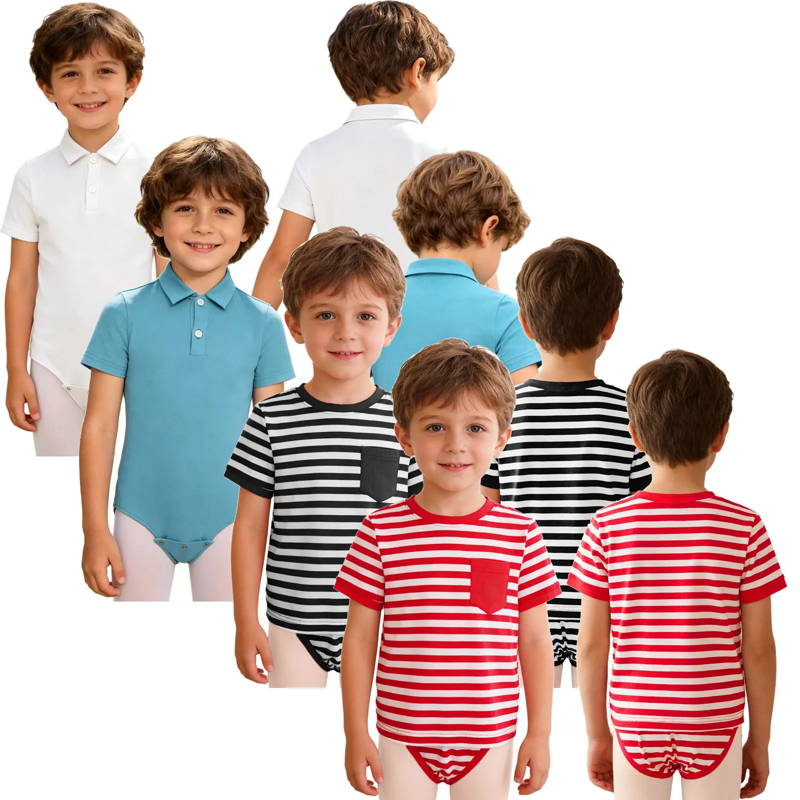 Children Special Needs Adaptive Leotard Clothing Short Sleeve 2-in-1 T-shirt Style Bodysuits Daily Wear Homewear Sleepwear