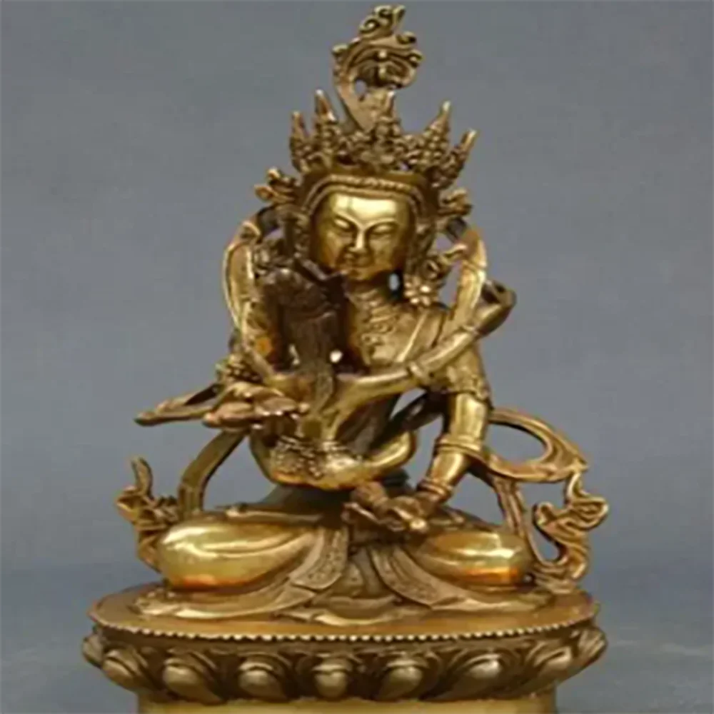 

Old Tibetan Buddhism Brass Vajra Mandkesvara Yab-Yum Buddhas Happy Buddha Statue