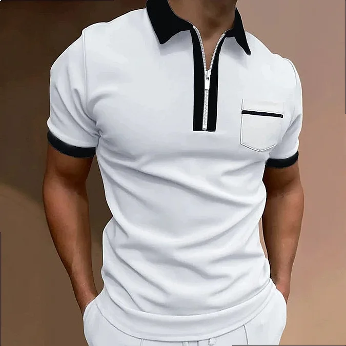Men's Polo Shirt Casual Slim Fit Short Sleeve T-Shirt with Pocket Tee Top Blouse